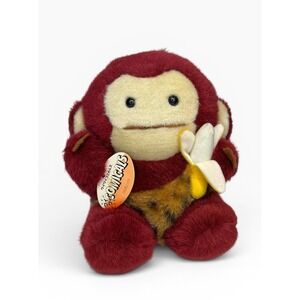 NWT Banana Chitan Sekiguchi Monchhichi Monkey Plush Dark‎ Red Burgundy 1991